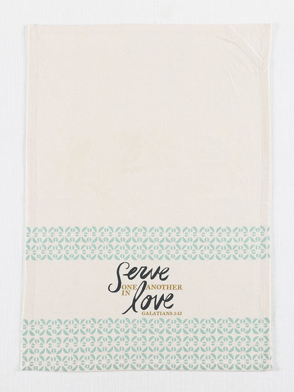 Sky Blue Cotton Quote with Border Printed Kitchen Towel Set Of 3