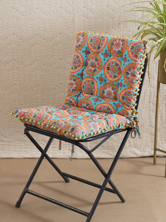 Multicolor Cotton Geometric Printed 17x17 Inch Chair Pad Set Of 2