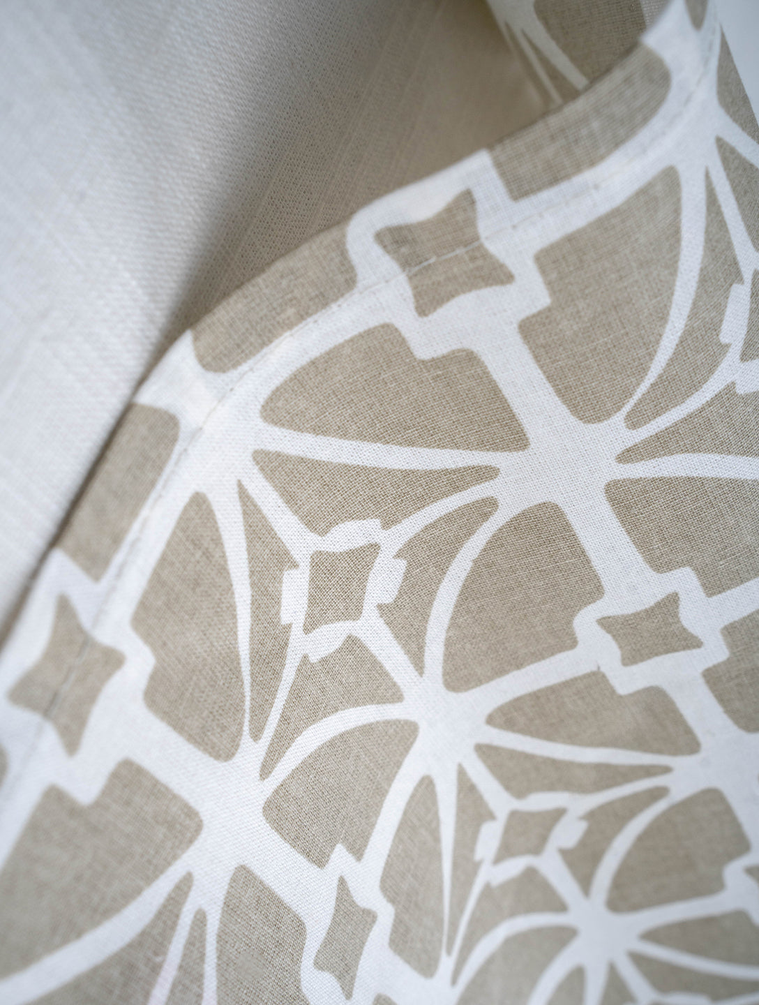 Beige Cotton Geometric Printed 12x12 Inch Napkin Set of 6