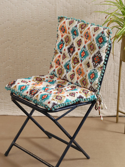 Multicolor Cotton Geometric Printed 17x17 Inch Chair Pad Set Of 2
