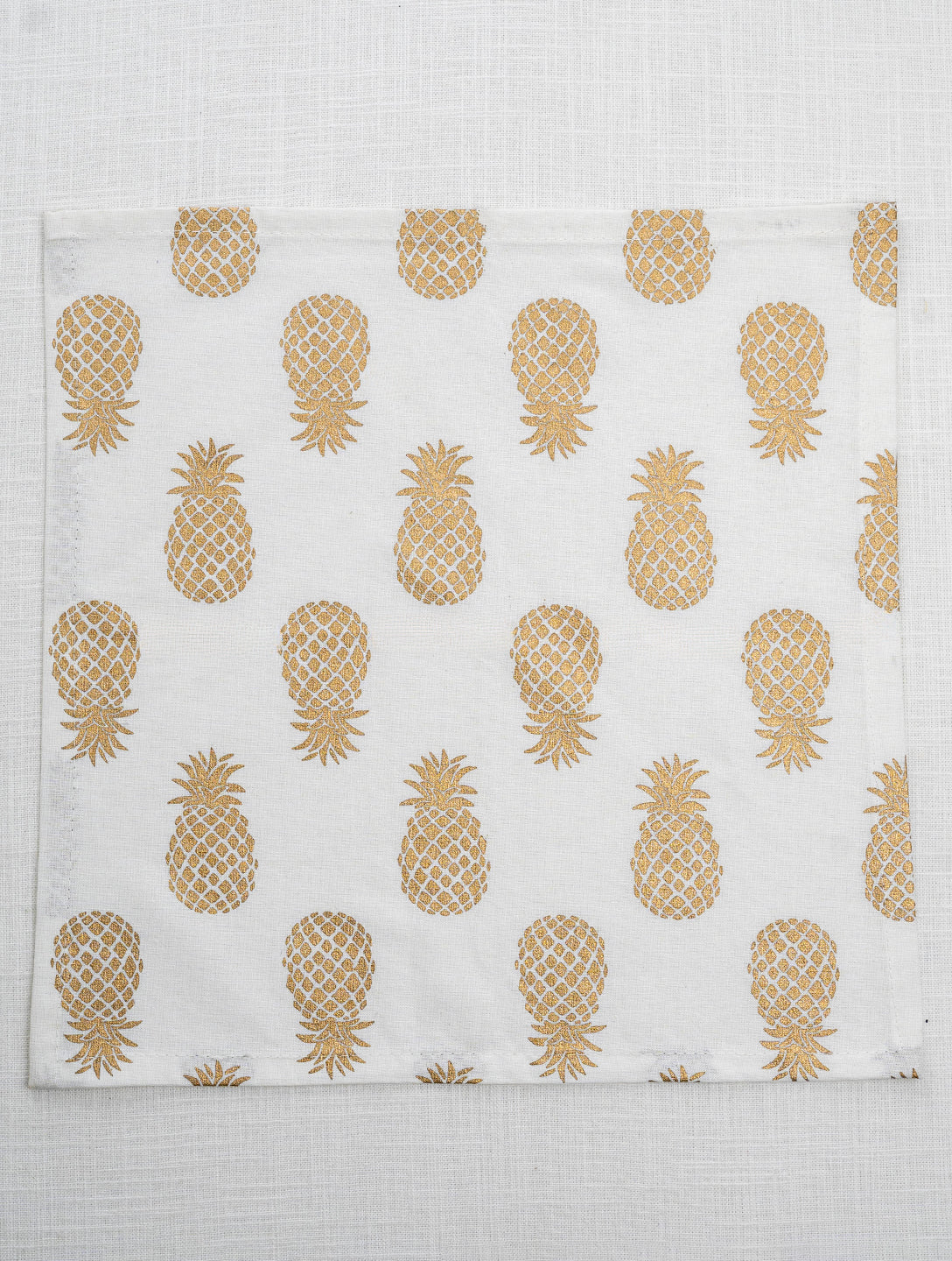 White Cotton Pineapple Printed 12x12 Inch Napkin Set of 6