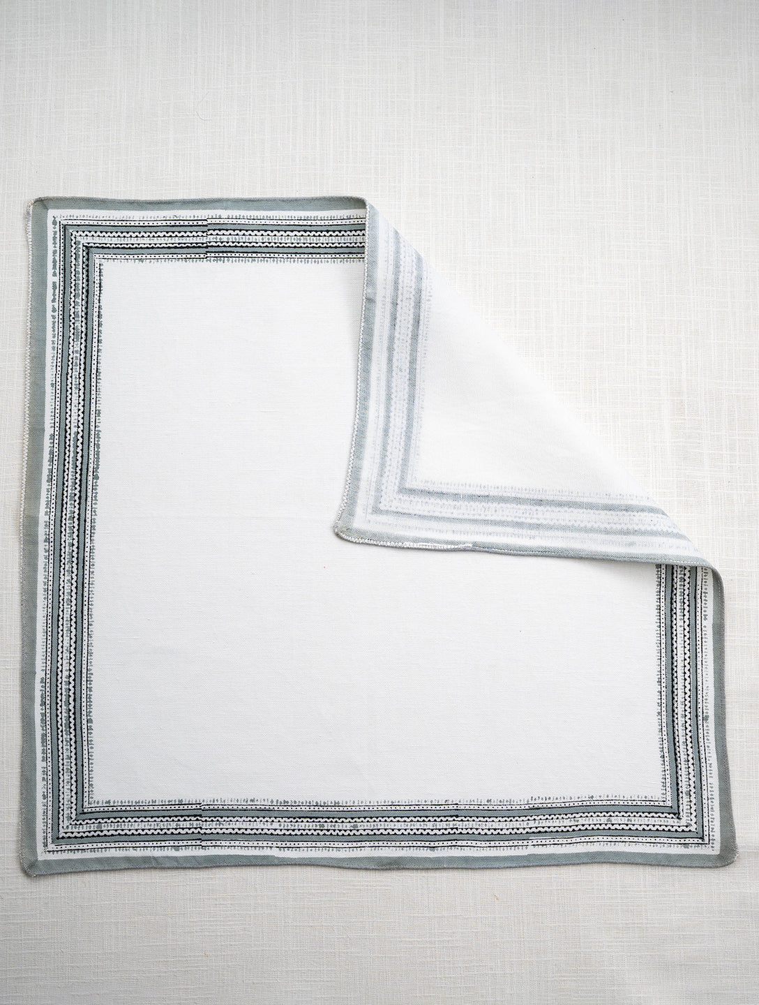 White Cotton Solid with Border Printed 20x20 Inch Napkin Set of 6