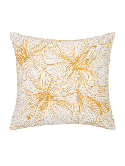 Yellow Cotton Embroidery Cushion Cover Set Of 2