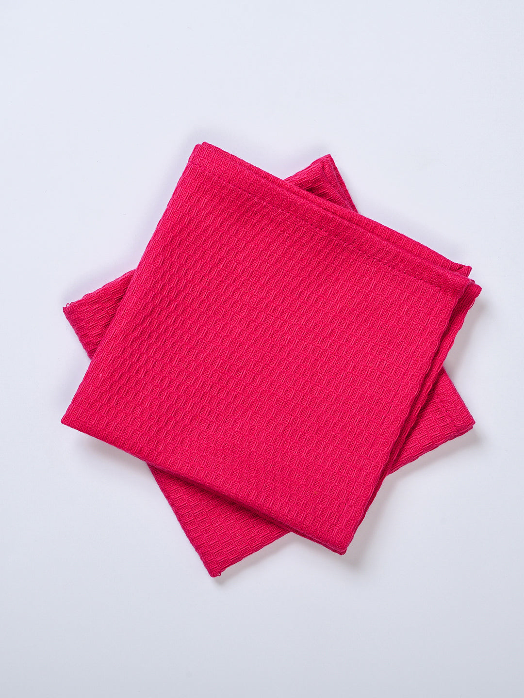 Pink Cotton Waffle 11x11 Inch Face Towel Set Of 2