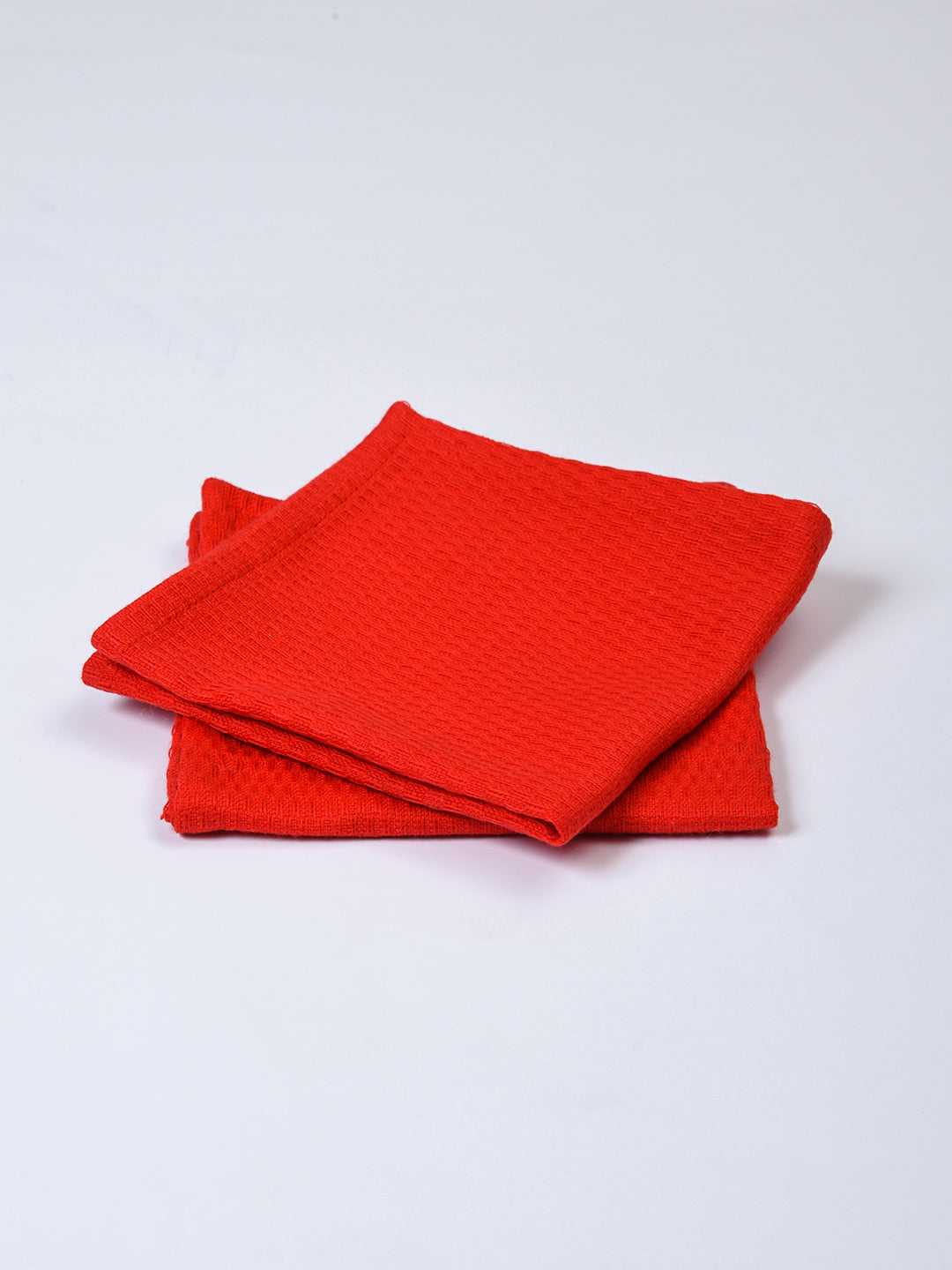 Red Cotton Waffle 11x11 Inch Face Towel Set of 2