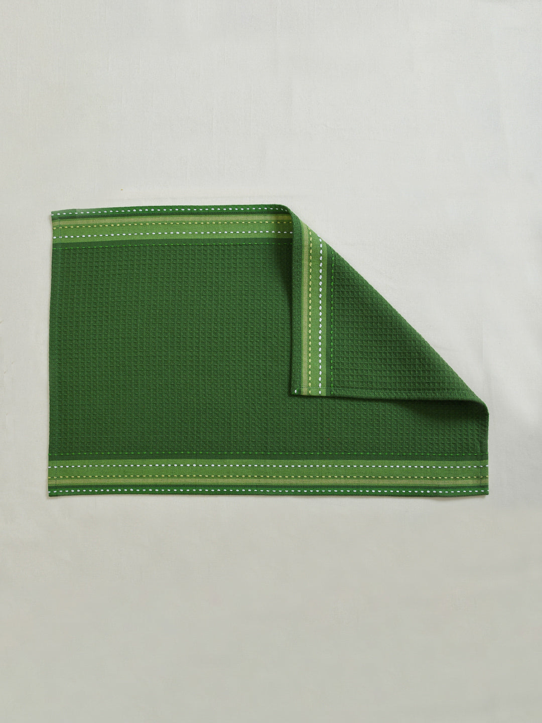 Green Cotton Waffel 23x15 Inch Hand Towel Set Of 2