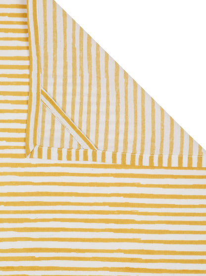 Yellow Cotton Striped Printed Kitchen Towel Set Of 4
