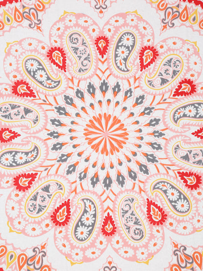 Red Cotton Mandala Print 60x90 Inch Bedsheet with Pillow Cover