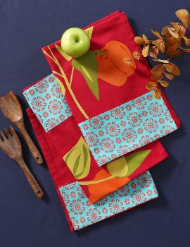 Red printed reusable kitchen towel