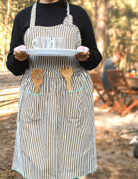 Brown Printed Cotton Kitchen Apron