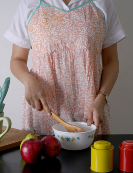 Peach Floral Cotton Cooking Apron