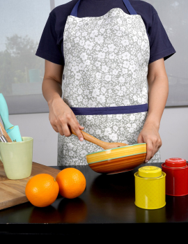 Green Floral Cotton Kitchen Apron