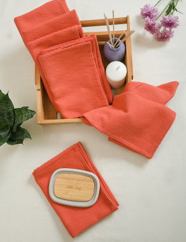 Orange waffle face towels