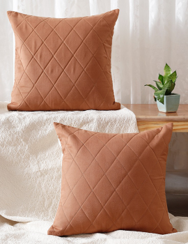 Brown quilted cushion cover- 18″x18″