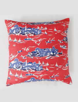 Red linen printed cushion covers – 26″x 26″