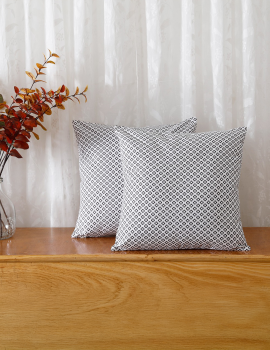 White printed cotton cushion cover- 16″x16″