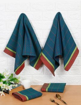 Blue printed cotton kitchen towel