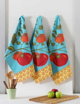 Blue cotton printed reusable kitchen towel