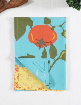 Blue cotton printed reusable kitchen towel
