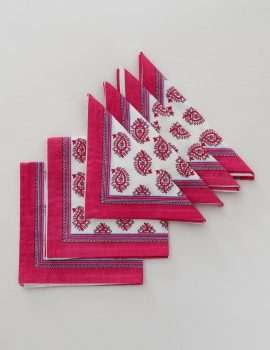 Pink cotton table napkin set of 6