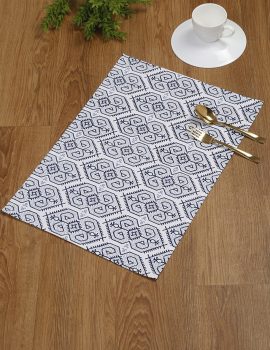 Blue cotton printed table mat set of 4