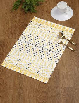 Yellow 100% cotton pinted table mat