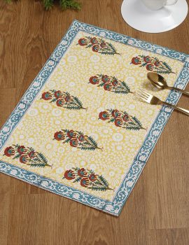 Yellow 100% cotton pinted placemat