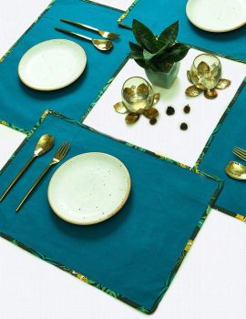Blue cotton solid placemat set of 4