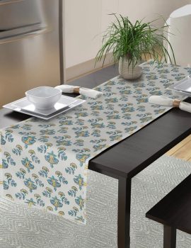 Reversible printed floral dining table runner