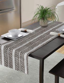 Brown printed cotton table runner