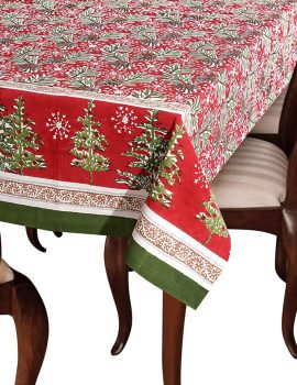 Red printed 4 seater dining table cover