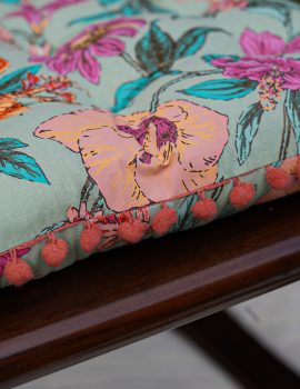 Green floral chairpad/ floor cushion