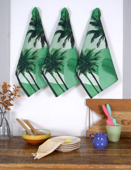 Set of 3 – Green cotton kitchen towel