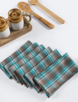 Set of 6 – 12″x12″ blue checks napkin
