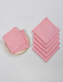 Set of 6- 12″x12″ Pink stripes cotton napkin