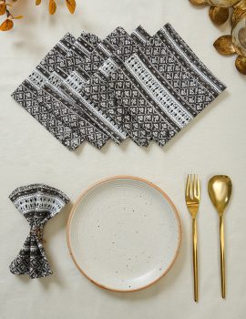Set of 6 – 12″x12″ Brown cottonn printed napkin