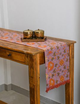 Purple Floral Jaal Cotton Table Runner