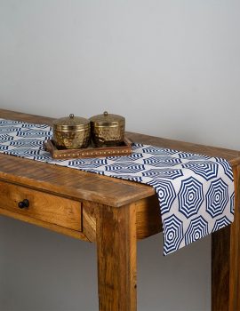 Blue Geometric Print Table Runner