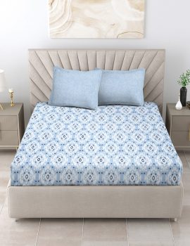 Ikat Print Cotton Bedsheet Set with 2 Pillow Covers