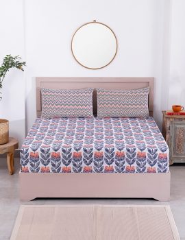 Bold Floral Cotton Bedsheet with 2 Pillow Covers