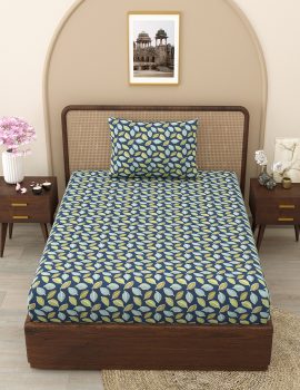 Blue Abstract Bedsheet Set with Pillow Cover