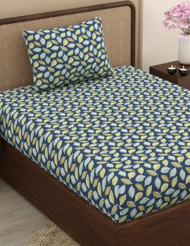 Blue Abstract Bedsheet Set with Pillow Cover