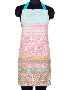 Pink printed cotton cooking apron