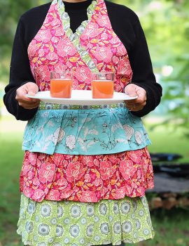 Brown printed cotton kitchen apron
