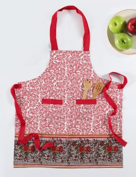 Red Adjustable Printed Cotton Apron