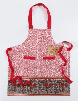 Red Adjustable Printed Cotton Apron